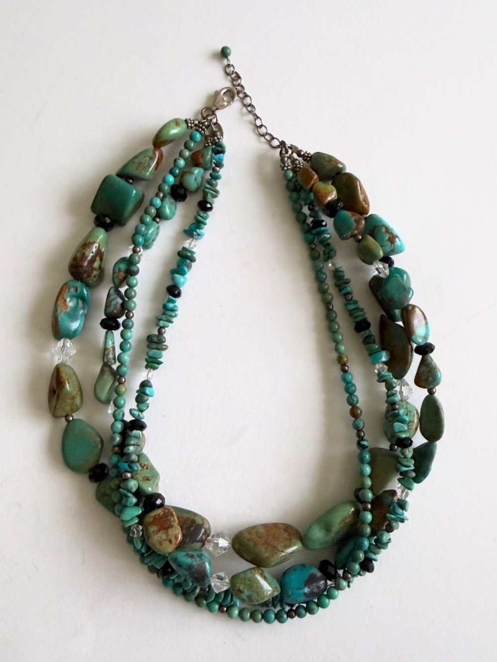 SILPADA Beaded Turquoise Necklace, N1299, Multi-strand, sterling silver extender